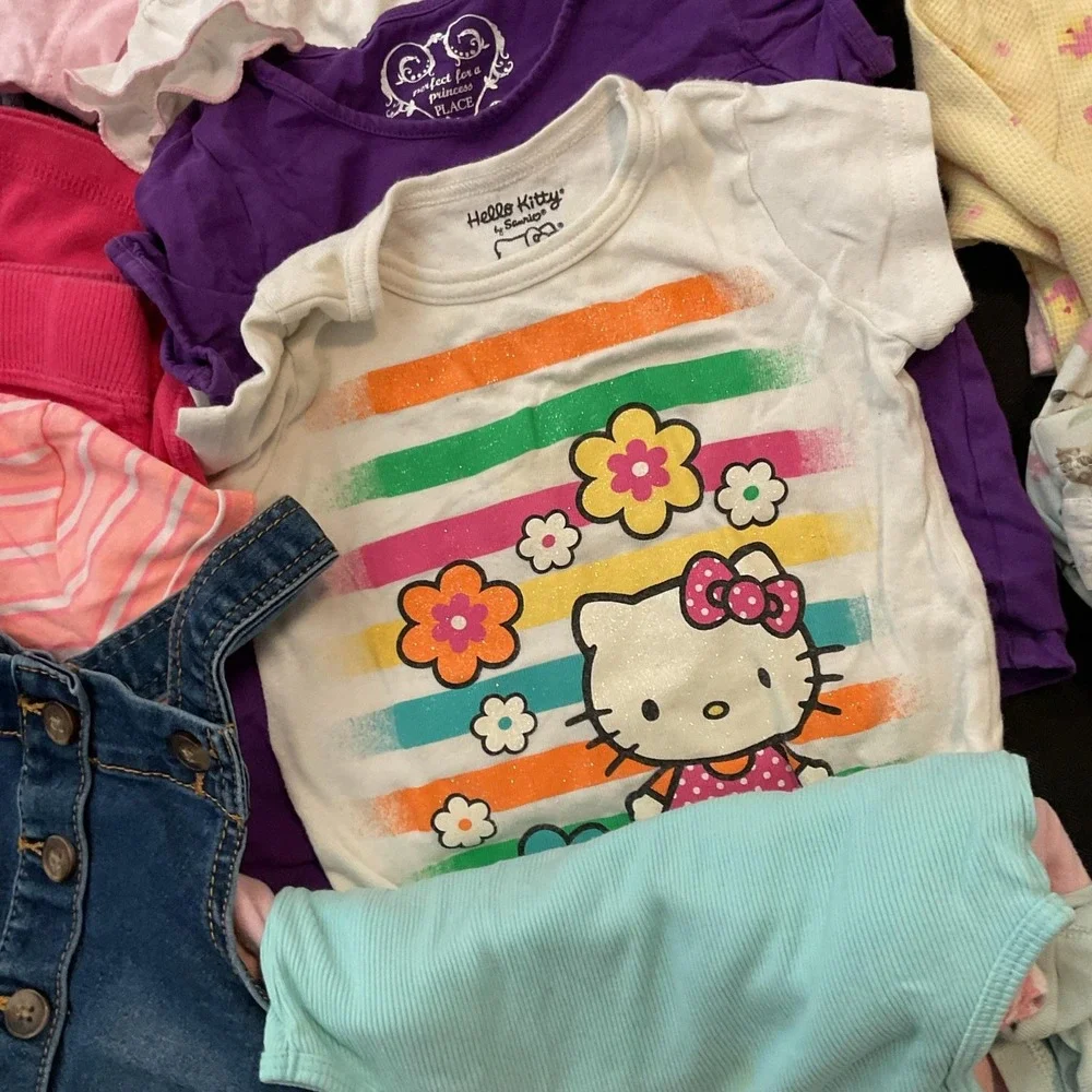 Mixed Brands 23pc Clothes Lot Girls 3T Multicolor Jeans Dress Hello Kitty PJs